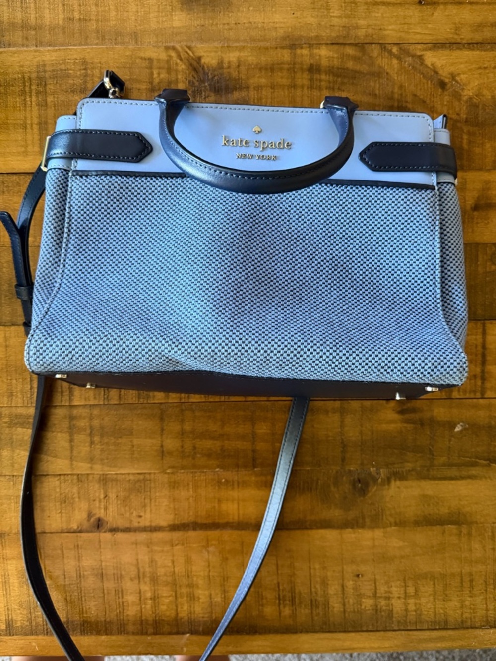 kate spade Light Blue and Navy Textured Satchel